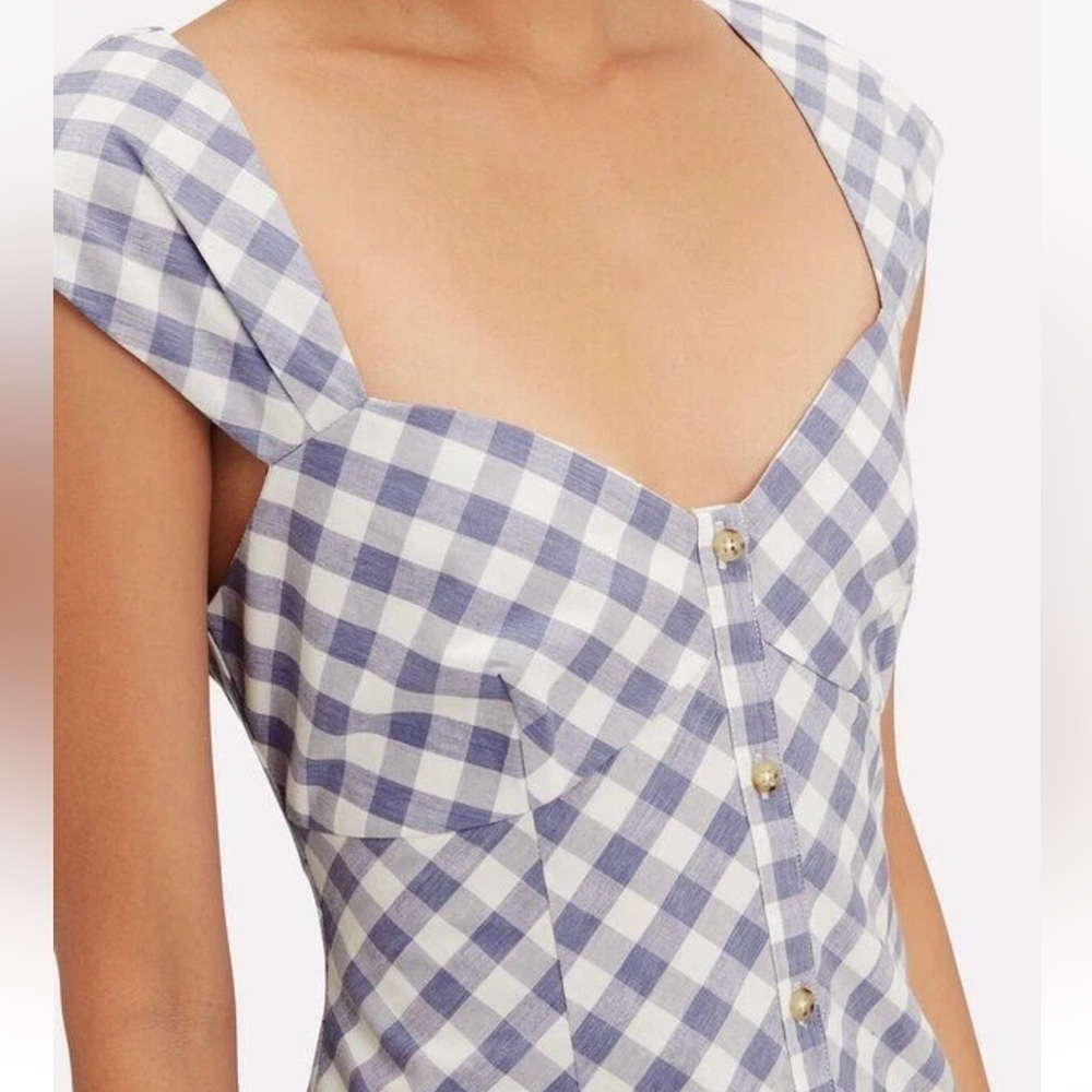 🌻SAYLOR Hadleigh Purple White Gingham Check Short Sleeve Mini Dress Size M - Picture 5 of 11
